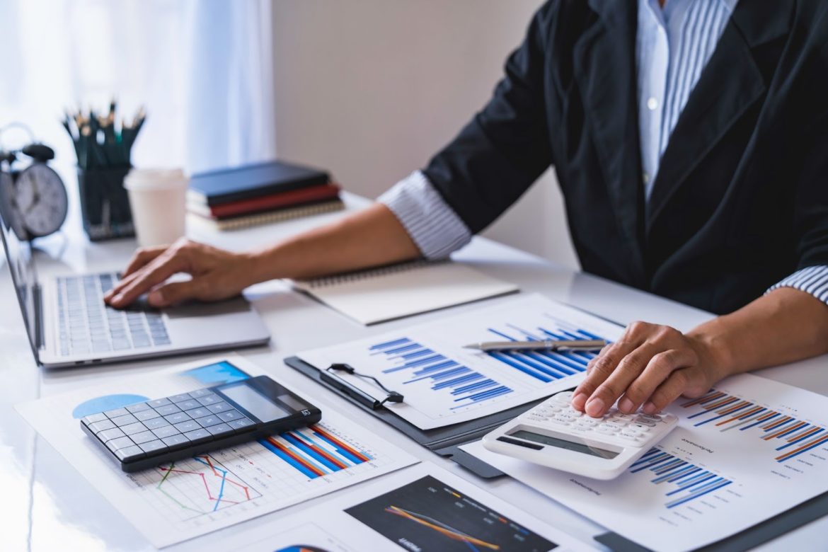 going through financial calculations